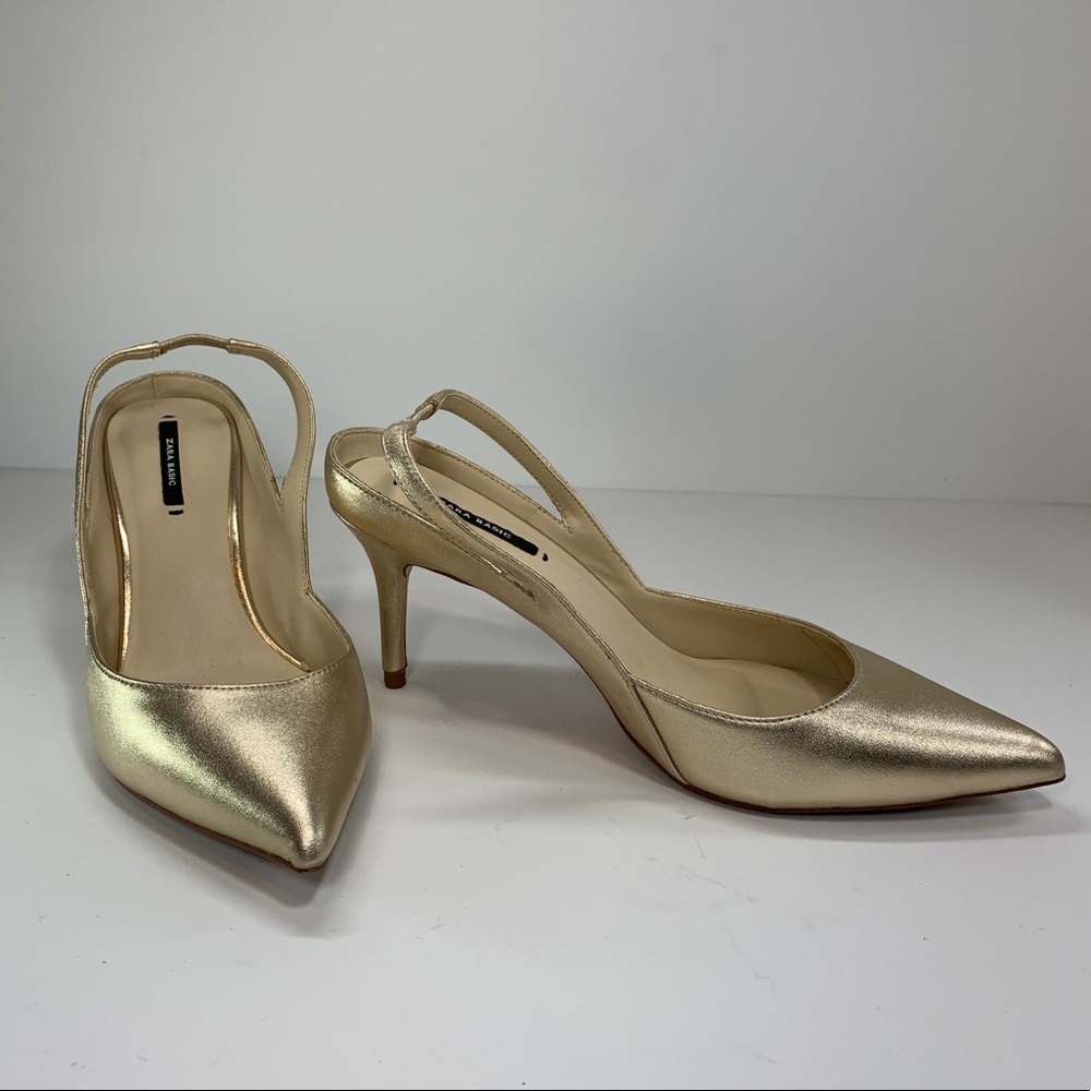 Zara Gold Slingback Heel Women’s Sz 7